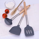 Axyaa Silicone Kitchen Utensils Set with Wooden Handles