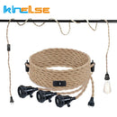Axyaa Vintage Hemp Rope LED Pendant Light Retro E27 Industrial Drop Lamp