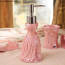 Axya Pink & White Resin Bathroom Wash Set - 5-Piece Essentials