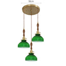 Axyaa Green Glass LED Pendant Light with Wood Hangle & Copper Socket