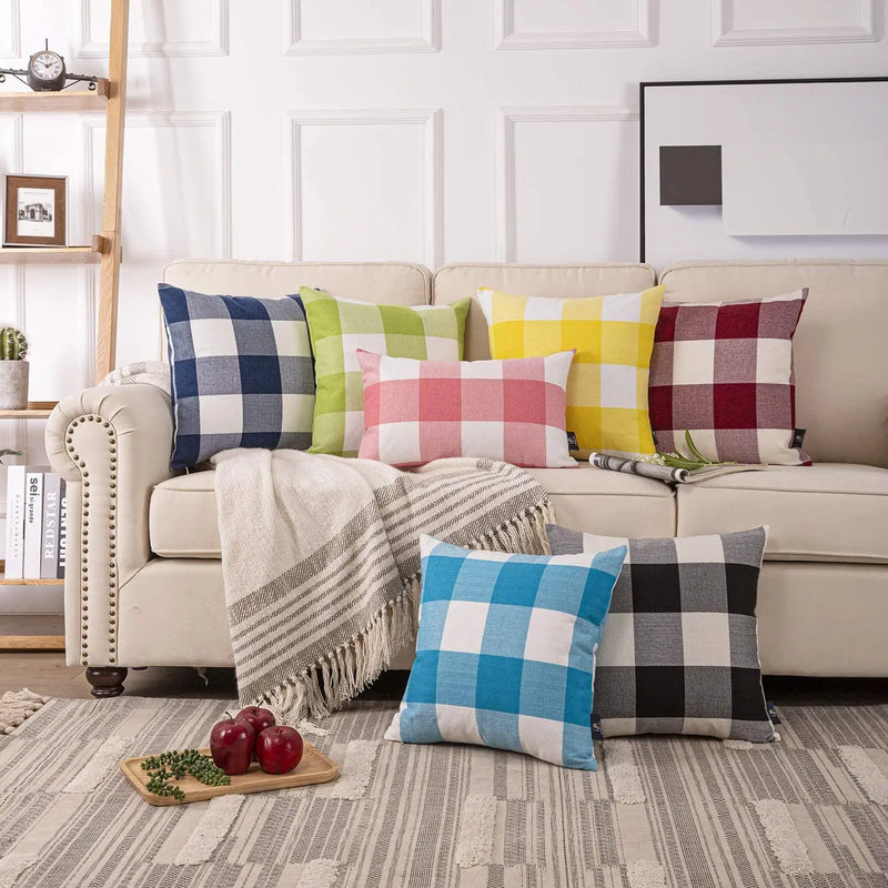 Axyaa Buffalo Plaid Cushion Cover 45*45 for Living Room Sofa - Home Decoration