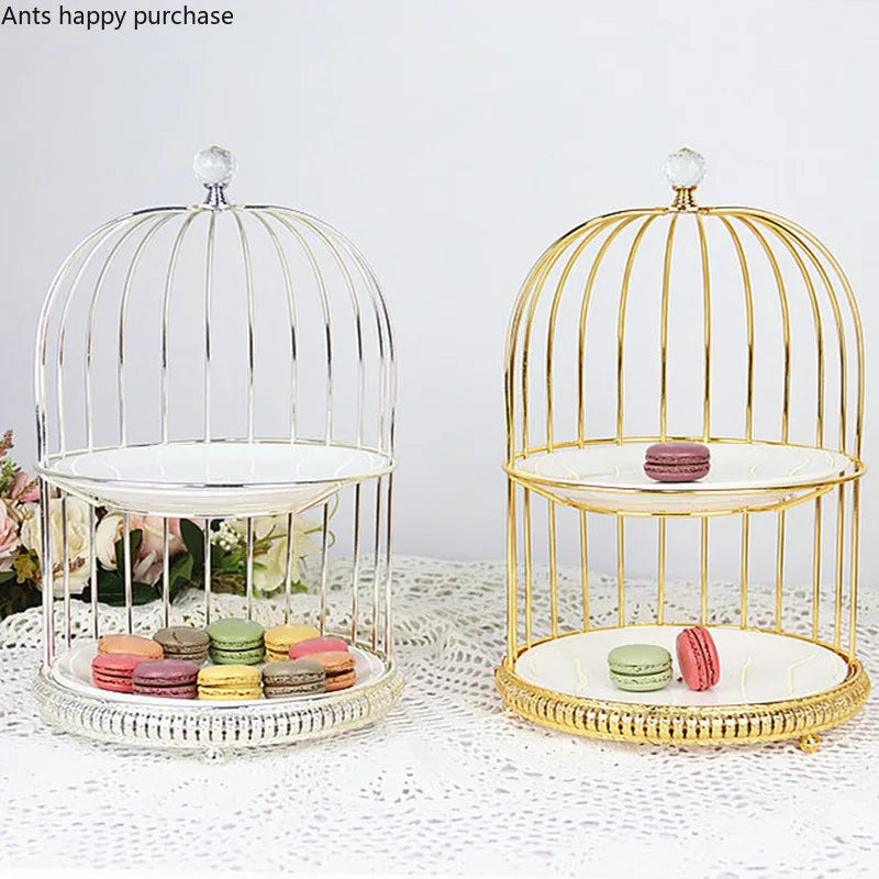 Axya Two-Tier Ceramic and Metal Cake Stand Display Tray
