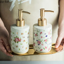Axya Retro Rose Ceramic Soap Dispenser - Bathroom Shampoo Bottle