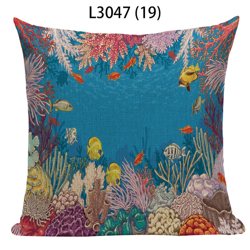 Axyaa Ocean Life Pillow Covers for Home Decor