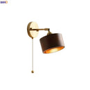 Axyaa Modern Wood Wall Light with Pull Chain Switch & LED Sconce
