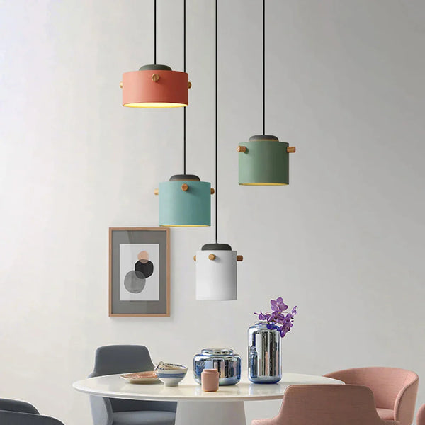 Axyaa LED Pendant Lights: Nordic Colorful Luminarias for Living Room, E27 Bulb Lamp
