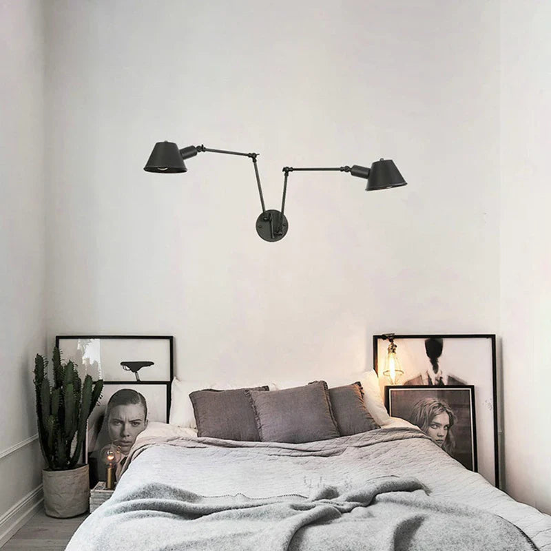 Axyaa Vintage Swimming Arm Wall Lamp Rustic Retro Adjustable Reading Light Applique Luminaire