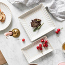 Axya Retro White Petal Ceramic Dinner Plate Set for Kitchen Dining