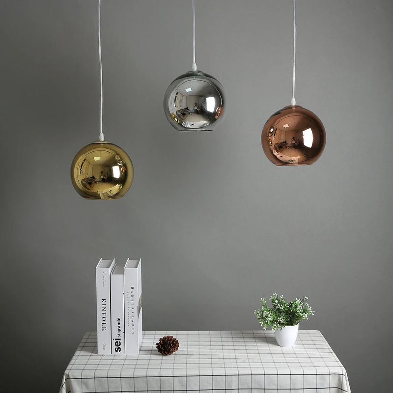Axyaa Golden Ball Glass Pendant Lights for Kitchen, Living Room, and Cafe