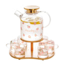 Axyaa Peach Glass Jug Kettle Set - Large Capacity Tea Maker & Juice Pitcher
