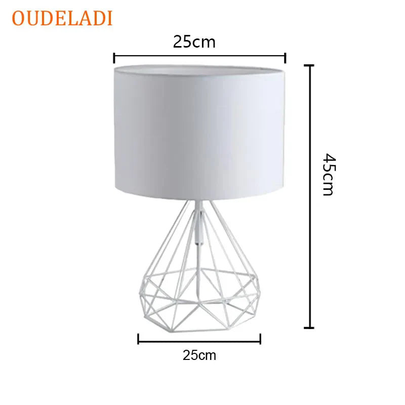 Axya Geometric Diamond Desk Lamp with Cloth Shade