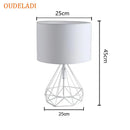 Axyaa Geometric Diamond Design Desk Lamp Black White Gold Retro Cloth Shade Table Lamps