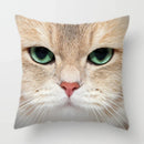 Axyaa Cat Face Print Throw Pillow Cover for Home Sofa Decor
