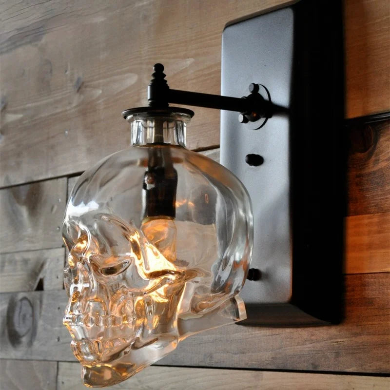 Axyaa Skull Bones Glass Bottle Wall Lamps - Industrial Retro Lighting for Restaurant and Bar