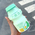 Axyaa Frosted Plastic Fruit Water Bottle 480ml Cute Leakproof Kawaii Milk Carton Shape