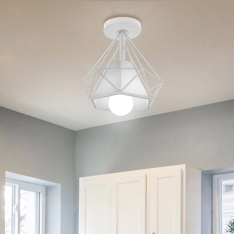 Axyaa Retro Iron Cage Ceiling Light for Nordic Kitchen Home Lighting