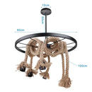 Axyaa Industrial Loft Chandelier: Wheel Hemp Rope DIY Pendant Lamp for Dining Room