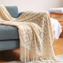 Axyaa Cashmere Diamond Sofa Blanket: Winter Thick Knit Tassel Office Nap DIY Towel
