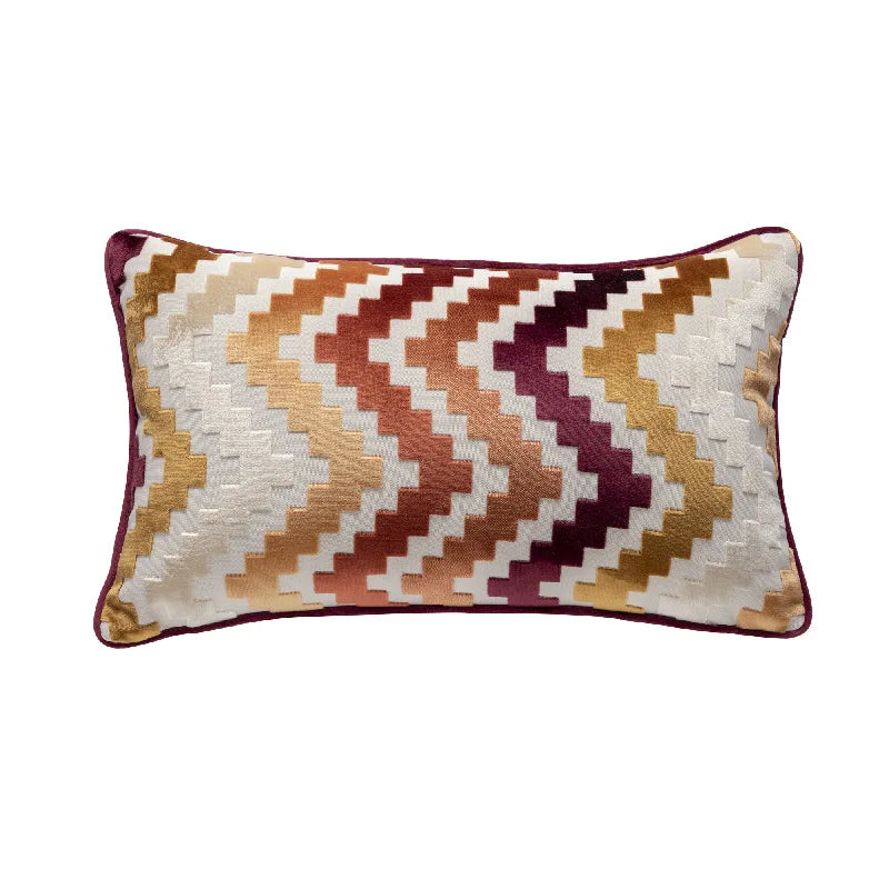 Axyaa Velvet Cushion Cover Zigzag Pattern Soft Pillow Cover in Grey Coffee Blue - 45x45cm/30x50cm/50x50cm