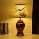 Axyaa Festive Magpie Hand-Embroidered Lampshade & Floral Ceramic Table Lamp