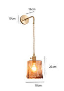 Axyaa Amber Glass Wall Lamp Switch, Modern Copper LED Wall Light for Home, Bedroom, Living Room
