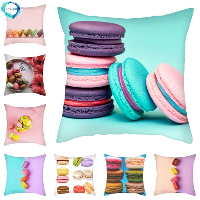 Axyaa Biscuits Cake Print Decor Pillow Cover for Home Sofa Decoration