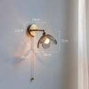 Axyaa Gray Glass LED Bathroom Mirror Light Copper Nordic Wall Sconce