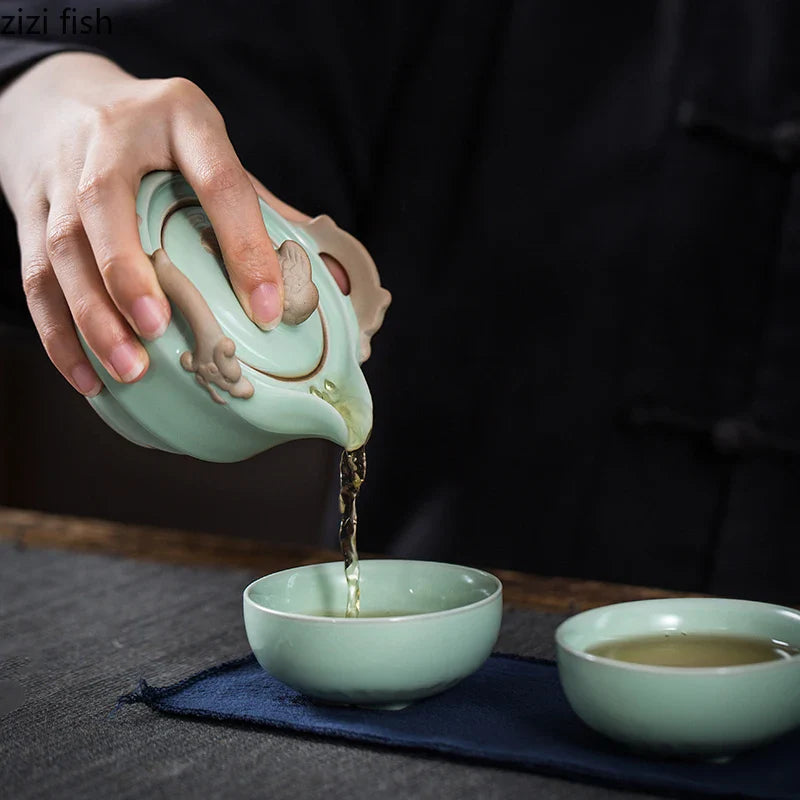 Axya Ceramic Teapot and Tea Cup Set for Stylish Home Tea Brewing