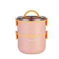 Axyaa Round Bento Box: Double Layer Lunch Container for Adults & Kids, Leak-Proof Tableware
