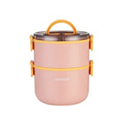 Axyaa Round Bento Box: Double Layer Lunch Container for Adults & Kids, Leak-Proof Tableware