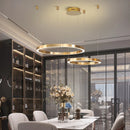 Axyaa Golden Ring LED Chandelier for Living Room Kitchen Dining Room Lighting