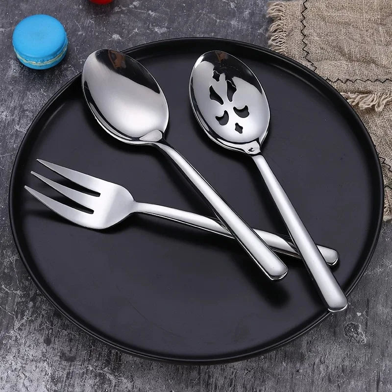Axyaa Stainless Steel Salad Serving Spoon Set for Western Tableware