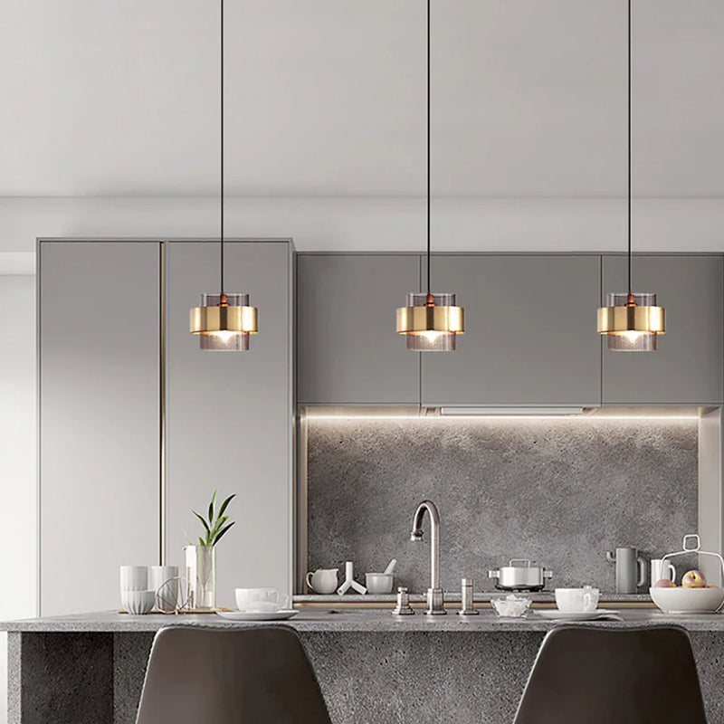 Axyaa Nordic Gold Glass LED Pendant Lights - Modern Luxury Bedside and Bar Lighting Decor