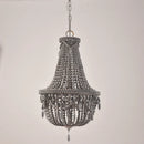 Axyaa Retro Grey Wood Beaded Chandelier 5-Light - Vintage White Wood - Kitchen, Living Room, Bedroom