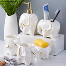 Axya Elephant Bathroom Set: Cup, Toothbrush Holder, Lotion Bottle, Soap Dish
