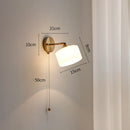 Axyaa Milk Glass LED Wall Light with Pull Chain Switch - Modern Nordic Copper Wall Beside Lamp