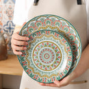 Axya Bohemian Mandala Green Porcelain Tableware Dinner Set - 16/32/48 Pieces