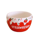 Axyaa Strawberry Milk Ceramic Bowls: Cute Large Salad & Breakfast Cup, Gift for Girls