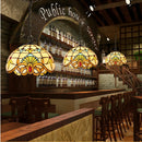 Axyaa Nordic Tiffany Glass Chandelier: Peacock Design E27 Country Lamp