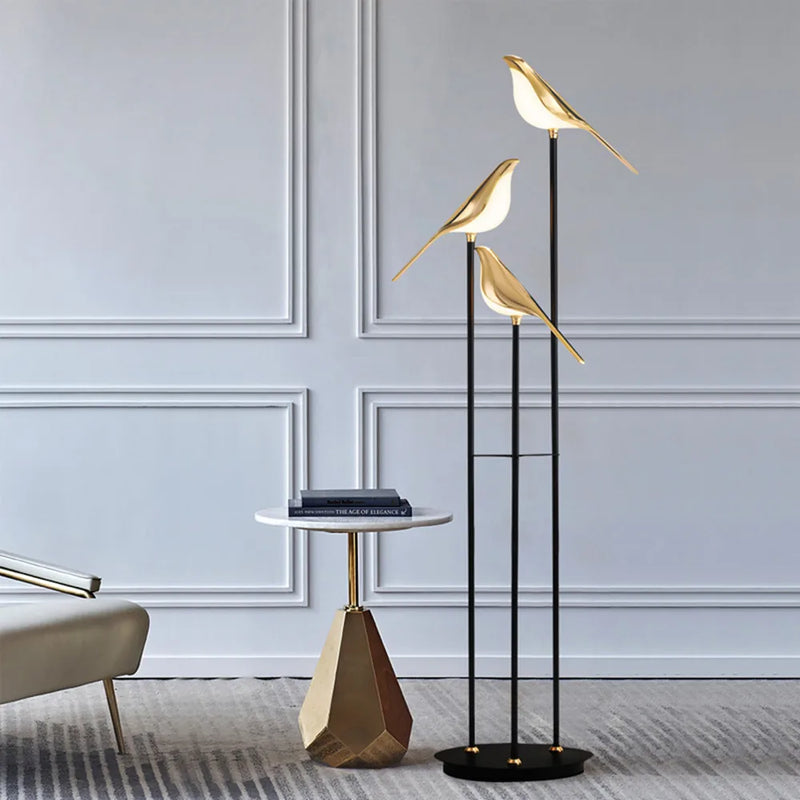 Axyaa Postmodern Bird LED Floor Lamp Golden Luxury for Living Room & Bedroom