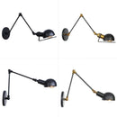 Axyaa Loft Adjustable Wall Lamp: Retro Reading Lamp, Long Arm, Iron, Bedside, Black