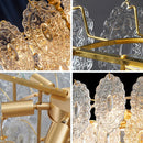 Axyaa French Glass Flower Chandelier: Modern Luxury Vintage LED Lighting for Living Room or Bedroom