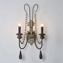 Axyaa Vintage Wood Bead Wall Sconces for Farmhouse Living Room