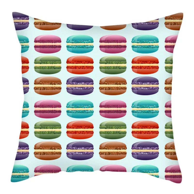 Axyaa Biscuits Cake Print Decor Pillow Cover for Home Sofa Decoration