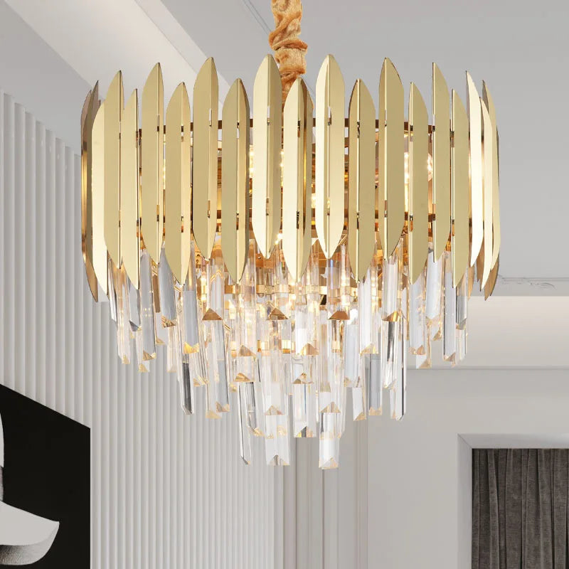 Axyaa Crystal Chandelier: Modern Luxury Lighting for Dining Room, Bedroom 2024 Collection