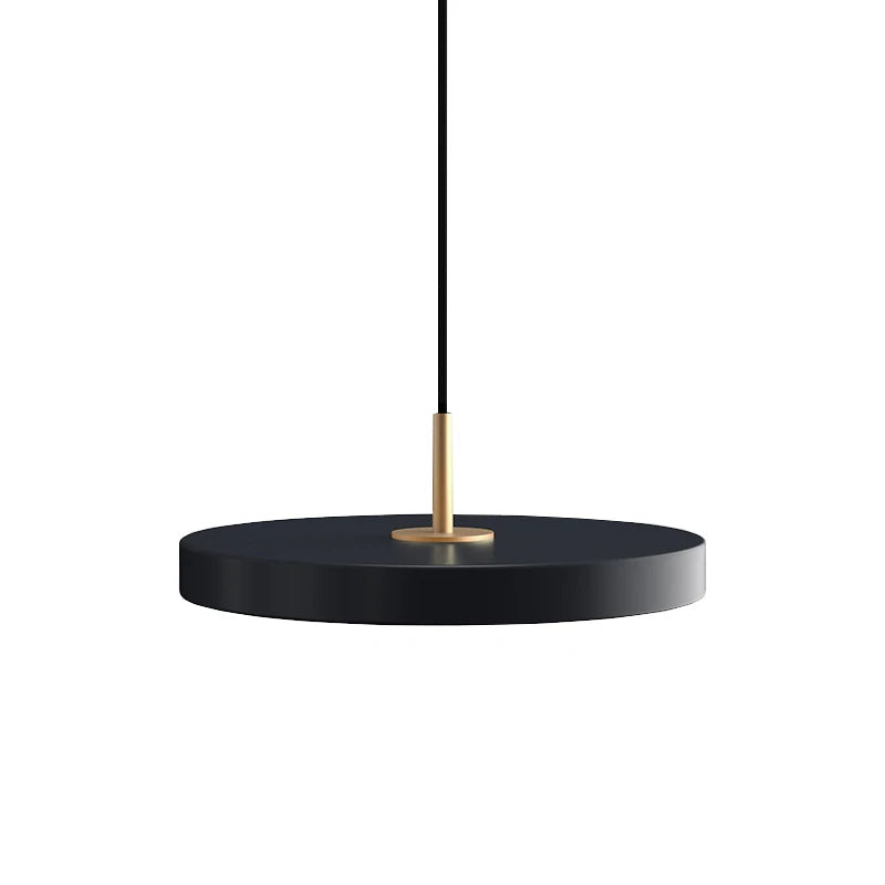 Axyaa Nordic Metal LED Pendant Lights for Kitchen Island, Modern Round Hanging Lamp in Black, White, Blue