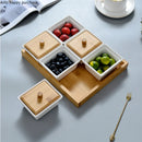Axya Ceramic Snacks Plate Set with Wood Cover and Glass Cover