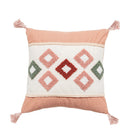 Axyaa Pink Rainbow Tufted Diamond Pillow Cover for Living Room Girls Room