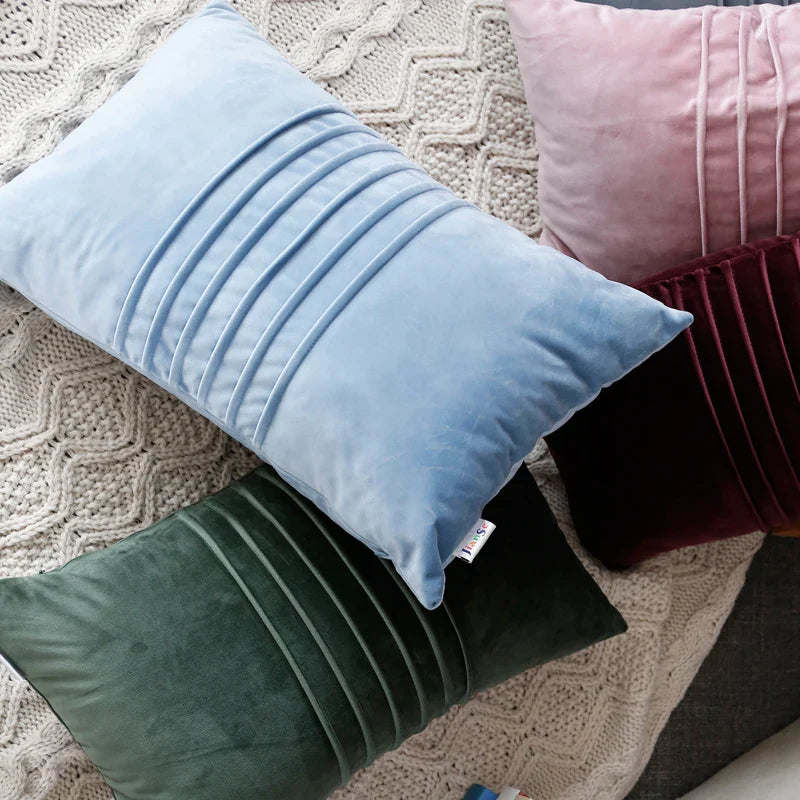 Axyaa Velvet Cushion Cover in Pink Blue Green Purple – 30x50cm