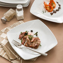 Axyaa White Square Porcelain Plate Set, 6/12 Pieces, Dinner Dessert Salad Fruit Beef Flat